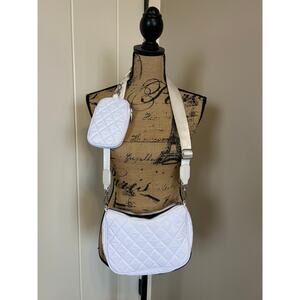 Urban Expressions White Nylon Quilted Crossbody Bag With Detachable Small Pouch